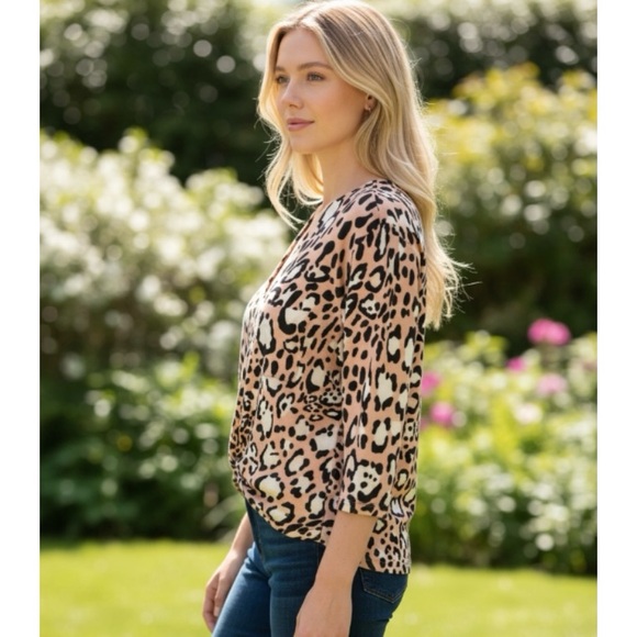 Topshop Animal Print Faux Wrap Top - Picture 2 of 13